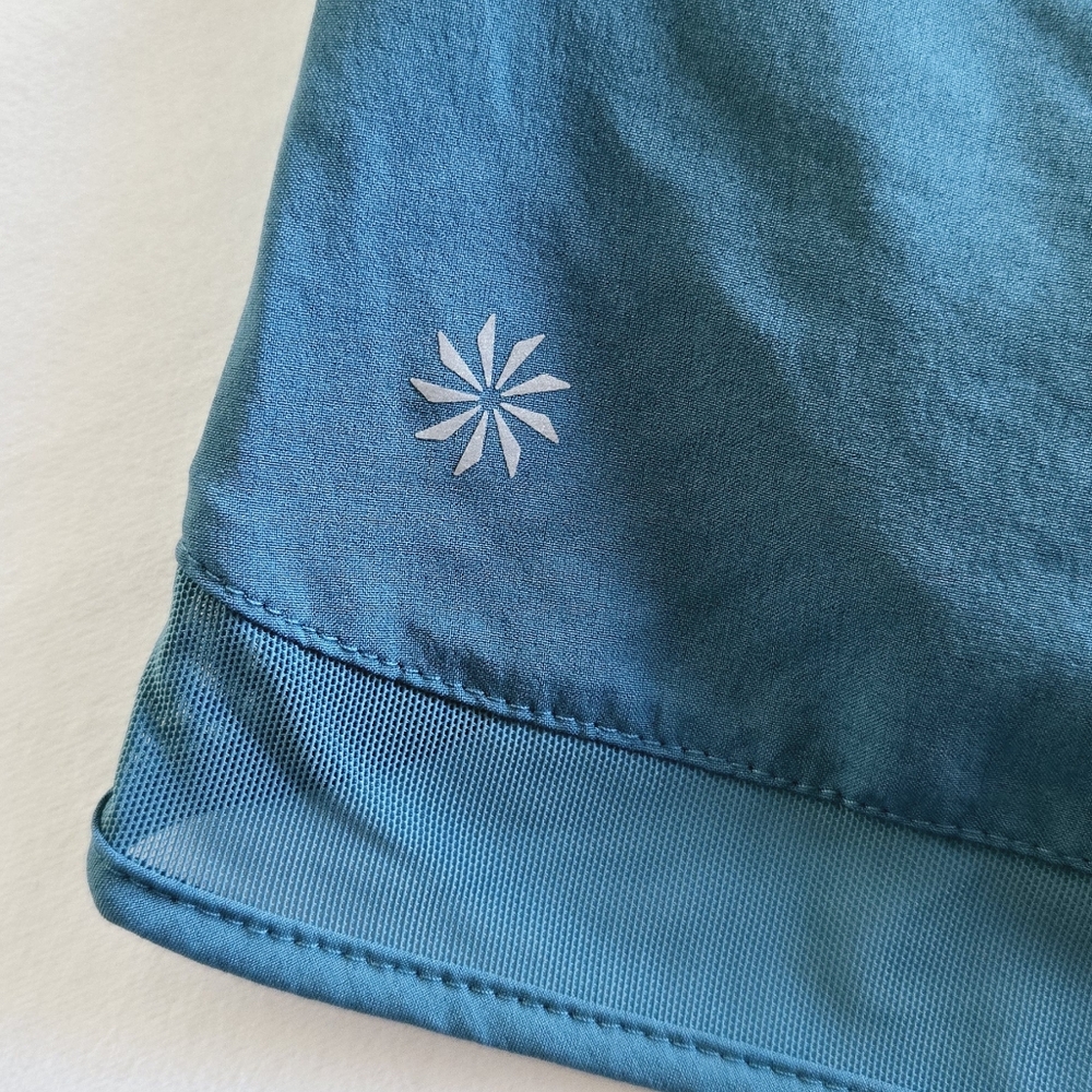 🏷️ATHLETA Mesh Racer Run High Rise 3 Short Teal Blue Size 3X - Picture 9 of 11